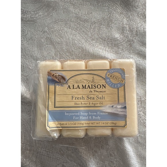 A La Maison Other - A La Maison French Milled Fresh Sea Salt Shea Butter Argan Oil Soap 4 Bar value